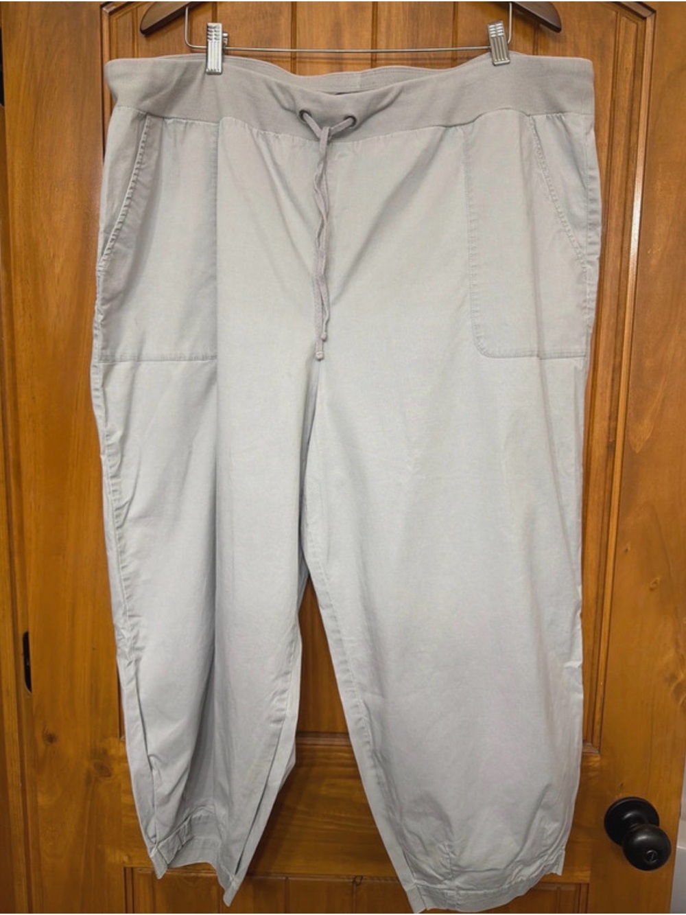 Eileen Fisher Woman 3X Cotton Tencel Stretch Cropped Drawstring Pants Gray